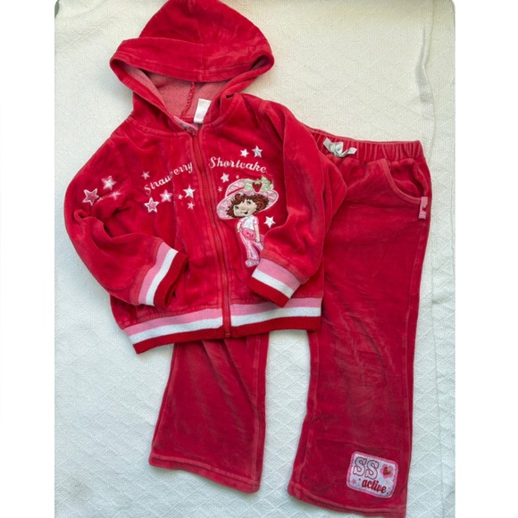 Vintage Strawberry Shortcake Velour Tracksuit Set SS Active Toddler 3T - Picture 14 of 14